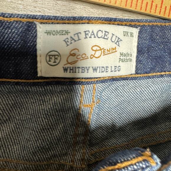 Fat Face UK Whitby Wide Leg Denim Jeans 16L 36x30 Dark Wash Stretch Fit Relaxed - Picture 3 of 9